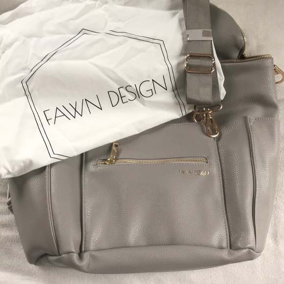 grey fawn design diaper bag